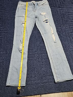 Daisy Light Blue Distressed Straight Leg Stretch Jeans